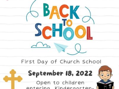 Back to School Registration - First Day of Church School Announced